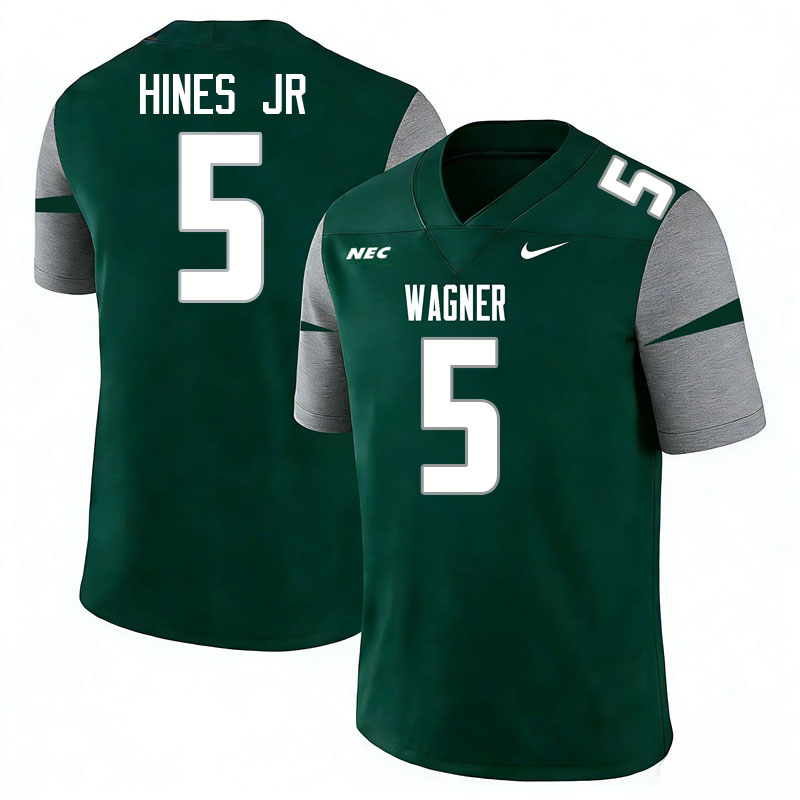 Wagner Seahawks #5 Andre Hines Jr College Football Jerseys,Uniforms Stitched-Green